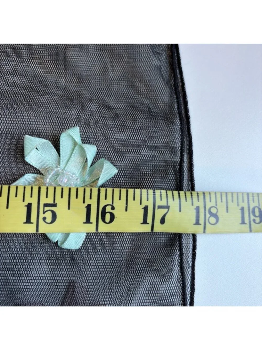 Women’s Mesh Floral Applique Scarf Wrap Black 17X66